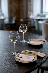 Glass goblets on the table