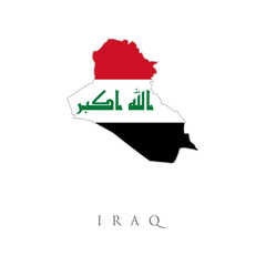Iraq Map with flag isolated on white. design for humanity, peace, donations, charity and anti-war.