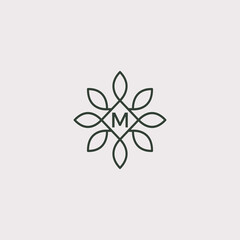 Flat Floral Vector Leaves Initial Letter Type A Logo Design Template