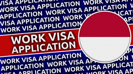 Indonesia Circular Flag with Work Visa Application Titles - 3D Illustration