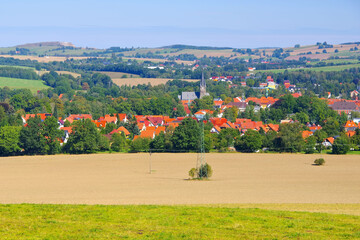 Neustadt in Sachsen, Stadtansicht - View over the the town Neustadt in Saxony, Germany