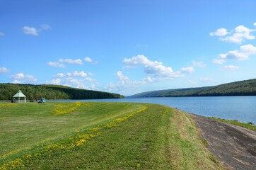 Lakeshore of Hemlock Lake, one of the minor Finger Lakes. It is mostly located in Livingston County, New York, south of Rochester. It’s forever-wild, tranquil landscape the perfect place to unwind