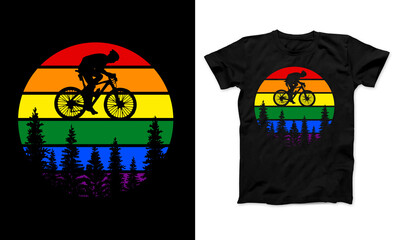 Man Racing bike vintage graphic t-shirt design template