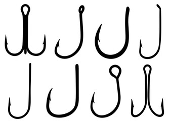 Fishing hooks included. Vector image.