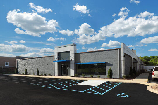 Generic Gray Brick Office Business Building Façade