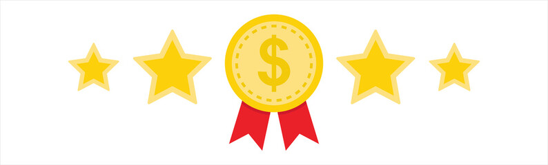 Achievement award. Medal, reward, prize, success, award concepts. Vector illustration.