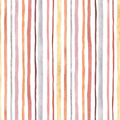  Striped watercolor seamless pattern, abstract vertical stripes isolated on white background, print texture. © Nikole