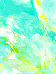 Green and yellow abstract creative  hand painted background, fluid art, marble texture, abstract ocean, acrylic painting on canvas