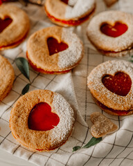 Obraz na płótnie Canvas heart shaped cookies with jam