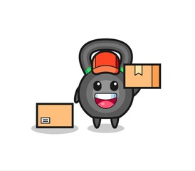 Mascot Illustration of kettlebell as a courier