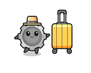 gear cartoon illustration with luggage on vacation