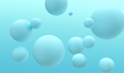 bubbles in blue background. blue sphere. light blue background