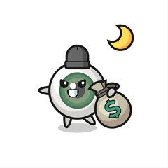 Illustration of eyeball cartoon is stolen the money