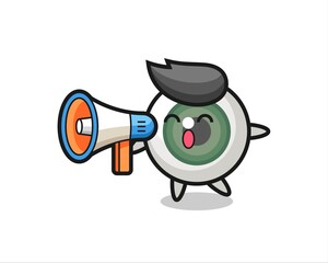 Naklejka premium eyeball character illustration holding a megaphone