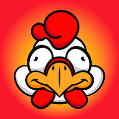 Funny Chicken Head Illustration