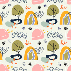 Hand drawn various shapes and doodle objects. Abstract contemporary modern trendy vector illustration.