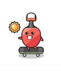 table tennis racket character illustration ride a skateboard