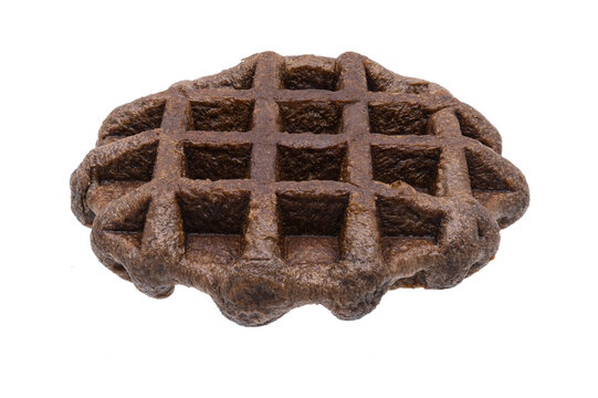 chocolate waffle  on white background closeup