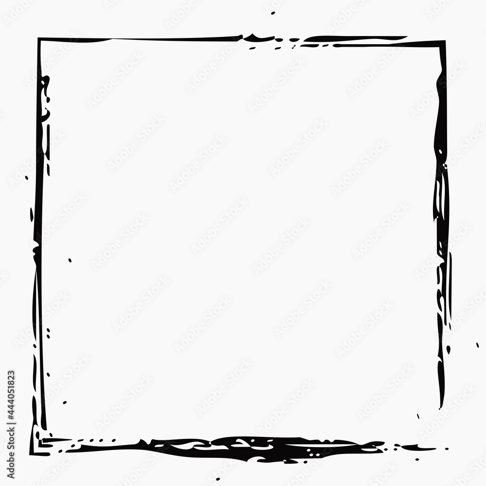 Aufkleber drawn frame. vector black empty squared frame and white background.