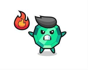 emerald gemstone character cartoon with angry gesture