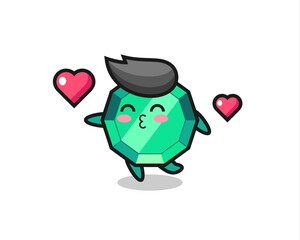 emerald gemstone character cartoon with kissing gesture