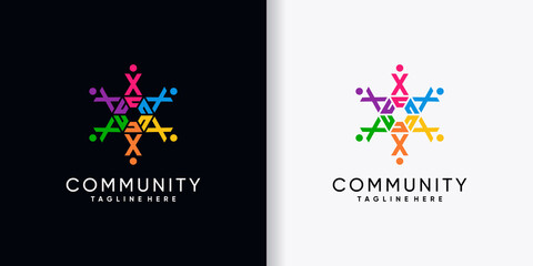 Community logo design initial letter X with creative concept