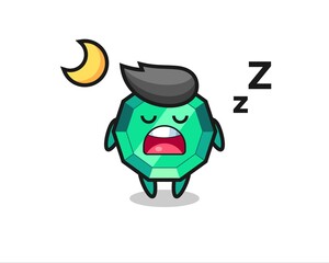 emerald gemstone character illustration sleeping at night