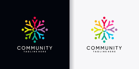 Community logo design initial letter Y with creative concept