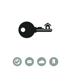 Key with house vector icon.