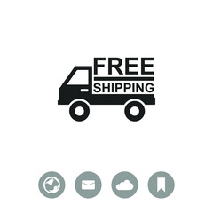 Truck vector icon. Free shipping sign.