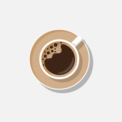 vector illustration of a cup of coffee seen from above, suitable for design elements about cafe, nutrition, health. Simple coffee logo