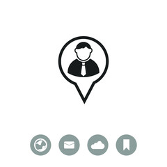 Map pointer user sign icon.