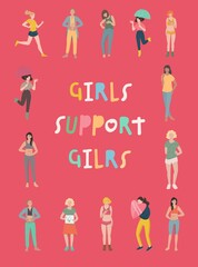 Girl power vertical poster. Woman rights concept.