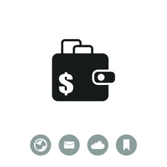 Purse vector icon. Wallet symbol.