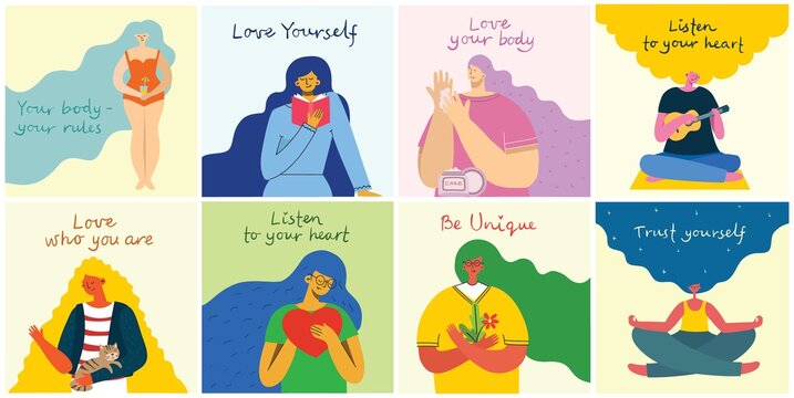 Love yourself. Vector lifestyle concept card with text don t forget to love yourself.