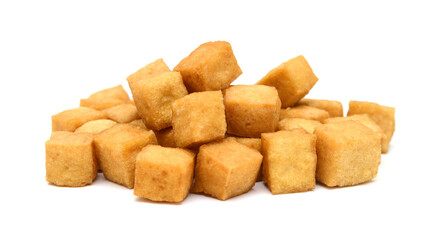 Fried tofu on a white background 