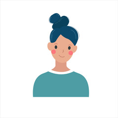 Girl vector illustration. Avatar for social network.  Joyful smiling girl illustration. Girl illustration isolated on white background.