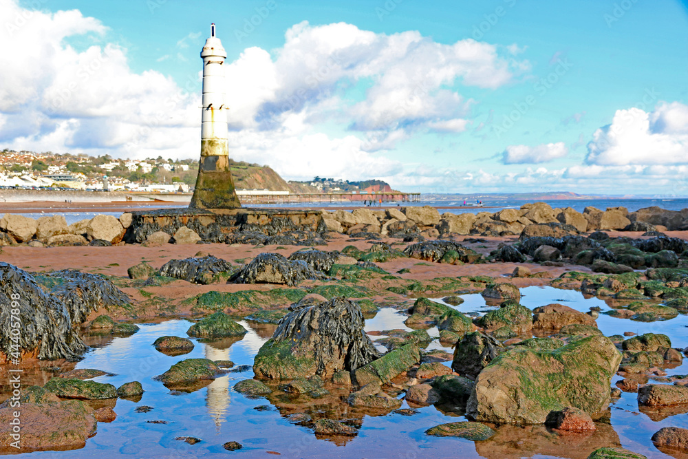 Wall mural Lighthouse at Shaldon on the River Teign	