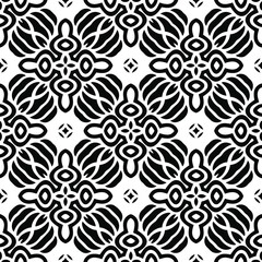  floral seamless pattern background.Geometric ornament for wallpapers and backgrounds. Black and white pattern.