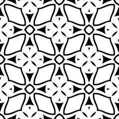  floral seamless pattern background.Geometric ornament for wallpapers and backgrounds. Black and white pattern.