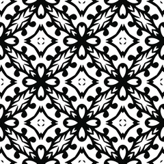  floral seamless pattern background.Geometric ornament for wallpapers and backgrounds. Black and white pattern.