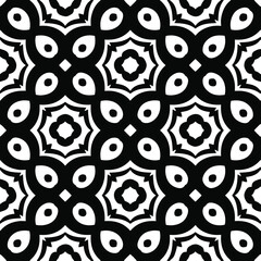  floral seamless pattern background.Geometric ornament for wallpapers and backgrounds. Black and white pattern.