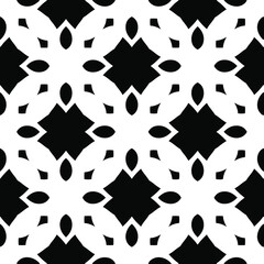  floral seamless pattern background.Geometric ornament for wallpapers and backgrounds. Black and white pattern.