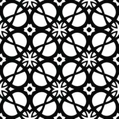 Naklejka premium floral seamless pattern background.Geometric ornament for wallpapers and backgrounds. Black and white pattern.