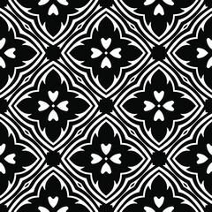 floral seamless pattern background.Geometric ornament for wallpapers and backgrounds. Black and white 

pattern.