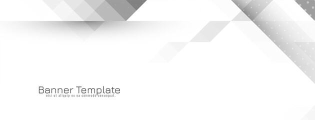 Bright geometric gray and white trendy banner design