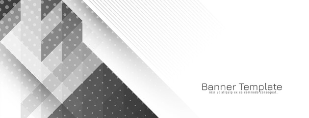 Bright geometric gray and white trendy banner design