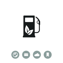 Gas station icon with leaves vector icon. Eco fuel symbol.