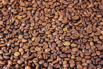 Background of fresh roasted coffee beans