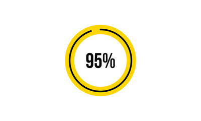 Circle Percentage Diagrams Showing 95% Ready-to-use for web Design, user interface (UI) or Infographic - Indicator with Black